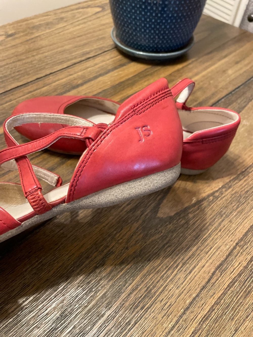 Josef Seibel Red Leather Pippa Mary Jane Shoes Size 38 US 7 Comfort Strap Flats - Picture 11 of 12